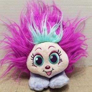 Shnooks Shay Plush Stuffed Figure Toy Purple and Green Hair Small Purple Feet 6"